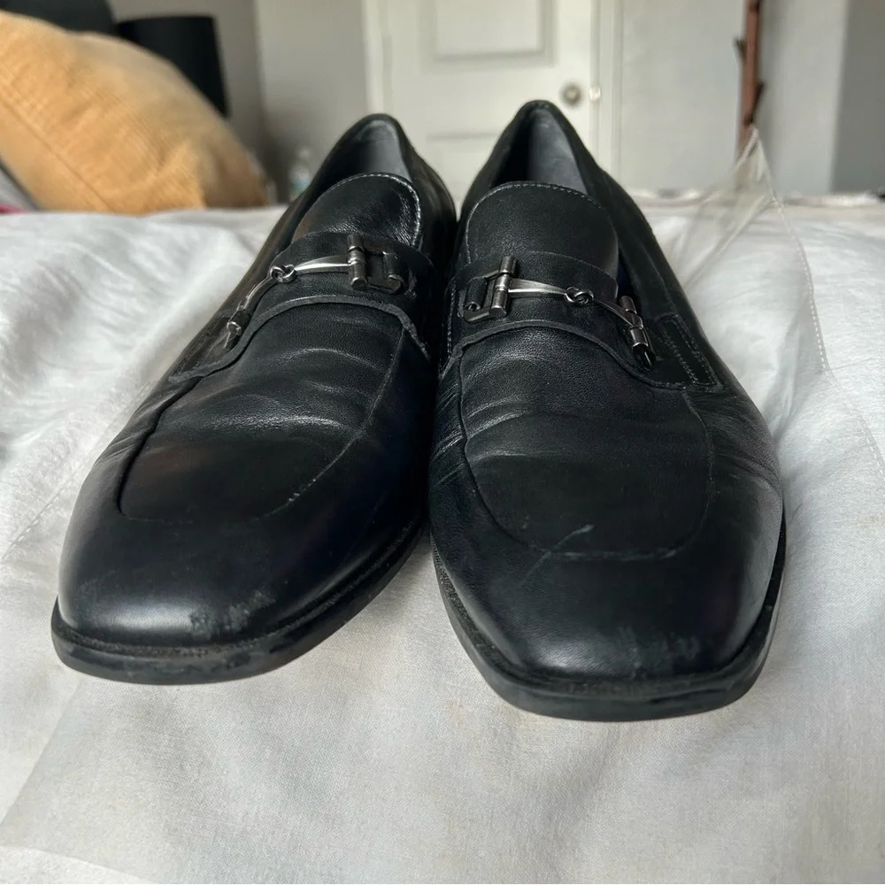 M Black Cole Haan Essentials Leather Bit Buckle Loafers Size 9.5 |F21